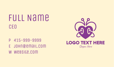Purple Butterfly Heart Business Card