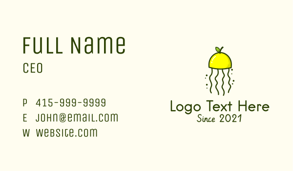 Lemon Citrus Jellyfish Business Card Design Image Preview