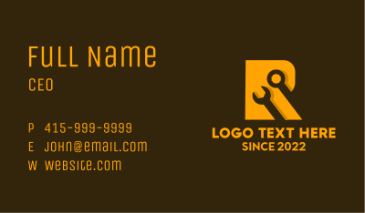Automotive Wrench Letter R  Business Card Image Preview