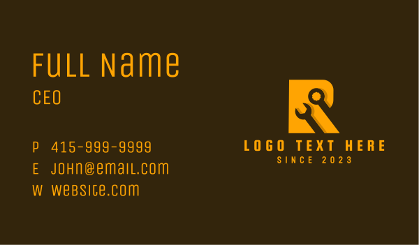 Automotive Wrench Letter R  Business Card Design Image Preview