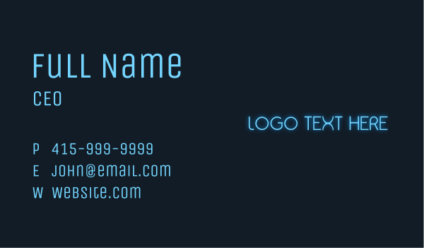 Futuristic Neon Signage Wordmark  Business Card Design Image Preview