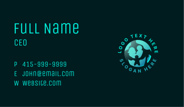Global Family Charity Business Card Design Image Preview