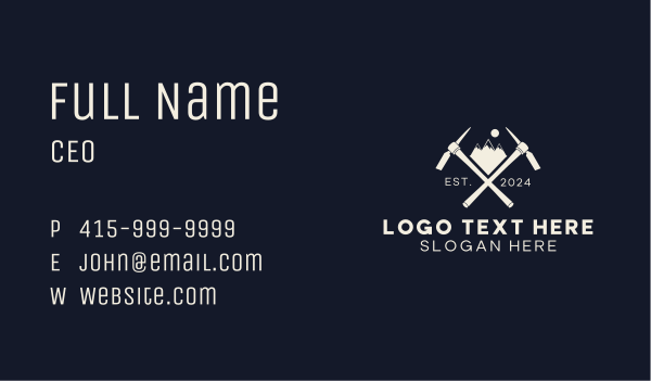 Mountain Pickaxe Tool Business Card Design Image Preview