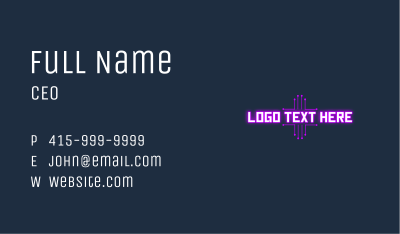 Purple Computer Circuit Wordmark Business Card Image Preview