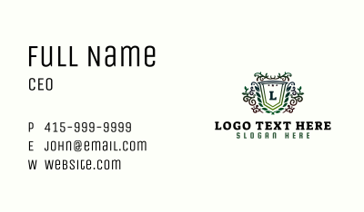 Vine Plant Shield Lettermark Business Card Image Preview