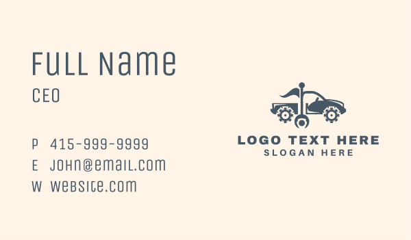 Mechanic Cog Pickup Truck Business Card Design Image Preview