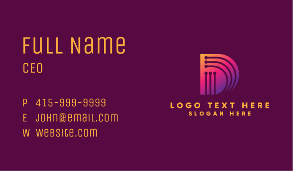Digital Tech Letter D Business Card Design Image Preview