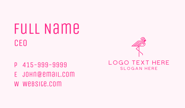 Pink Outline Flamingo  Business Card Design Image Preview