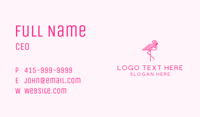 Pink Outline Flamingo  Business Card Image Preview