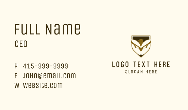 Eagle Owl Shield Business Card Design Image Preview