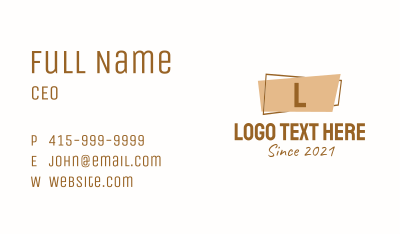 Brown Cafe Letter  Business Card
