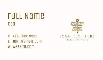 Golden Butterfly Key Business Card Image Preview