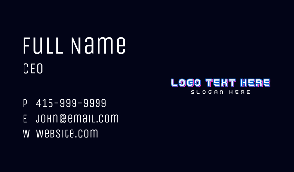 Neon Tech Wordmark Business Card Design Image Preview