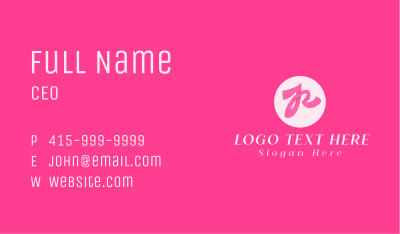 Pink Ribbon Letter R Business Card Image Preview
