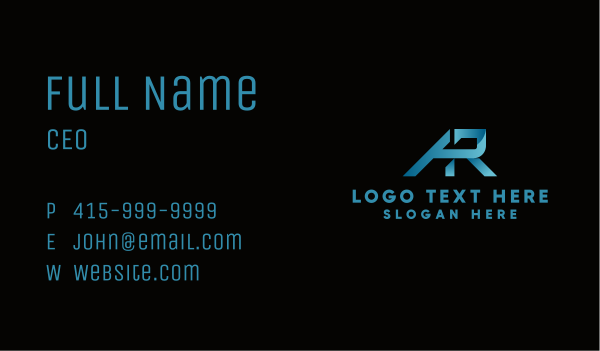 Blue Letter A & R Business Card Design Image Preview