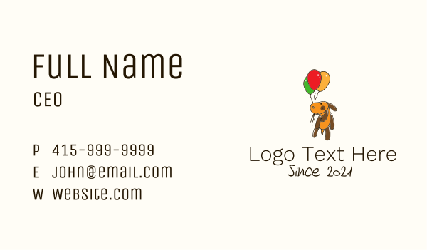Balloon Dog Plushie Business Card Design Image Preview