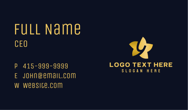 Gold Star Letter Y Business Card Design Image Preview