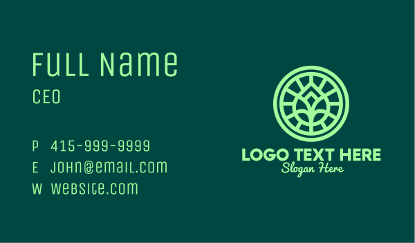 Green Leaf Outline Business Card Design Image Preview
