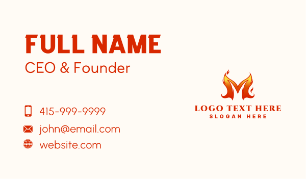 Spicy Blazing Flame  Business Card Design