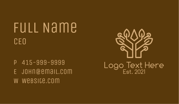 Brown Symmetrical Tree  Business Card Design Image Preview
