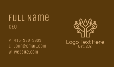 Brown Symmetrical Tree  Business Card Image Preview