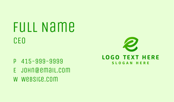 Leaf Environment Letter E Business Card Design Image Preview