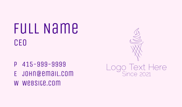 Purple Ice Cream Outline Business Card Design Image Preview
