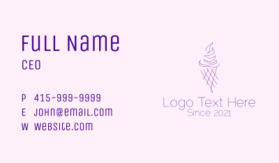Purple Ice Cream Outline Business Card