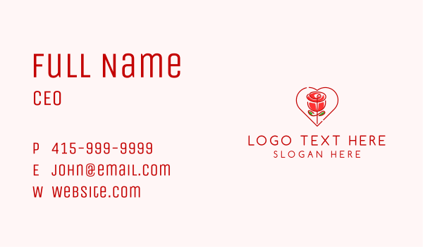 Rose Heart Flower  Business Card Design Image Preview