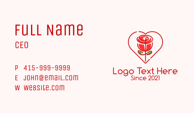 Rose Heart Flower  Business Card