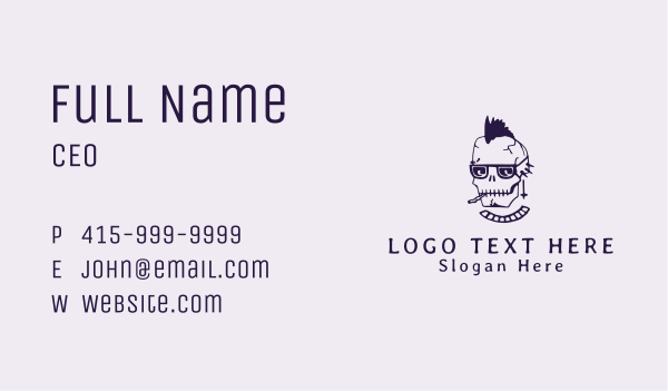 Smoking Mohawk Skull Business Card Design Image Preview