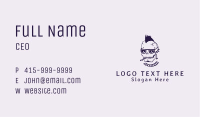 Smoking Mohawk Skull Business Card Image Preview