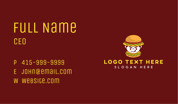 Burger Boy Food Business Card Design Image Preview