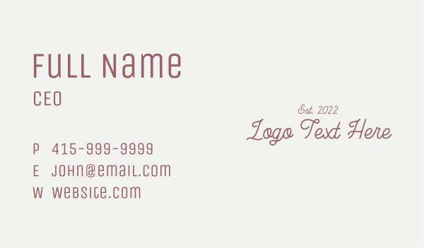 Red Feminine Wordmark Business Card Design Image Preview