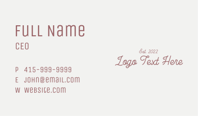 Red Feminine Wordmark Business Card Image Preview