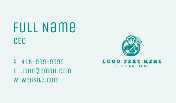 Janitorial Housekeeper Broom Business Card Design Image Preview