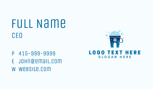 Cleaning Bucket Bubbles Business Card Design Image Preview