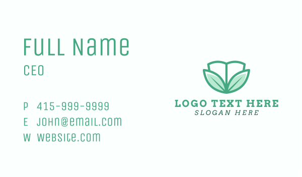 Green Leaves Wellness Book Business Card Design Image Preview