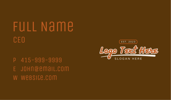 Retro Cursive Brand Business Card Design Image Preview