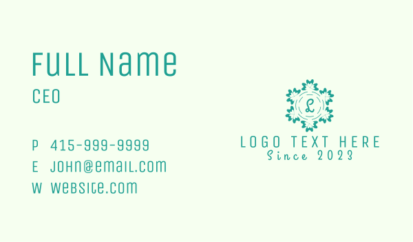 Green Floral Ornament Business Card Design Image Preview