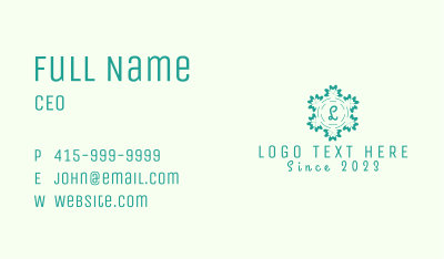 Green Floral Ornament Business Card Image Preview