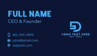 Blue Digital Letter D  Business Card Preview