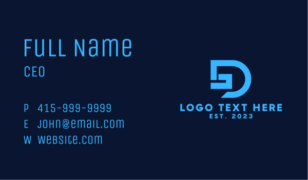 Blue Digital Letter D  Business Card Design Image Preview