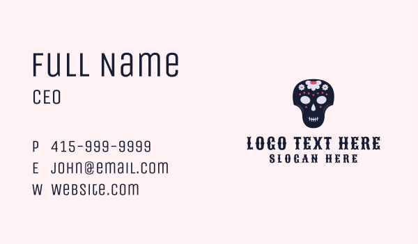 Floral Skull Festival Business Card Design Image Preview