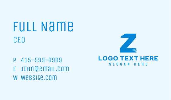 Blue Eagle Letter Z Business Card Design Image Preview