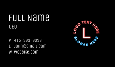 Neon Light Lettermark Business Card Image Preview