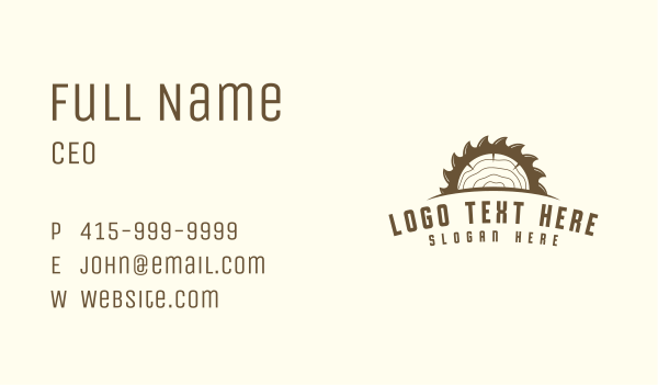 Saw Blade Wood Trunk Business Card Design Image Preview
