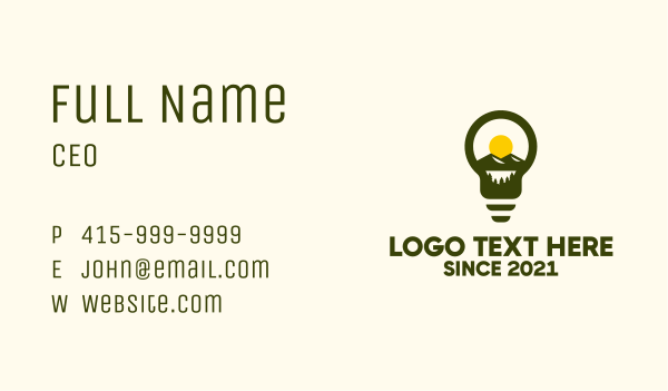 Light Bulb Mountain  Business Card Design Image Preview