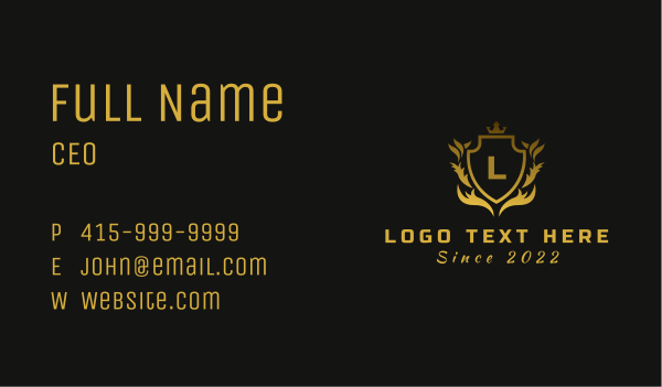 Golden Crown Shield Letter Business Card Design Image Preview