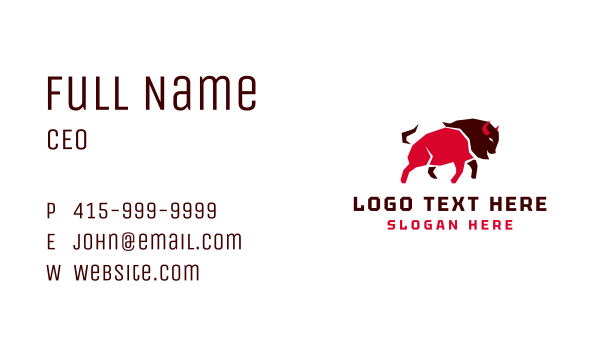 Red Angry Bison Business Card Design Image Preview
